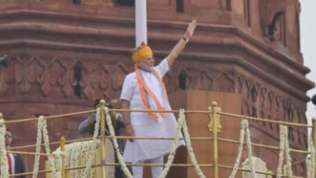 PM Modi addresses nation on 73rd Independence Day(Ajay Aggarwal/HT Photo)