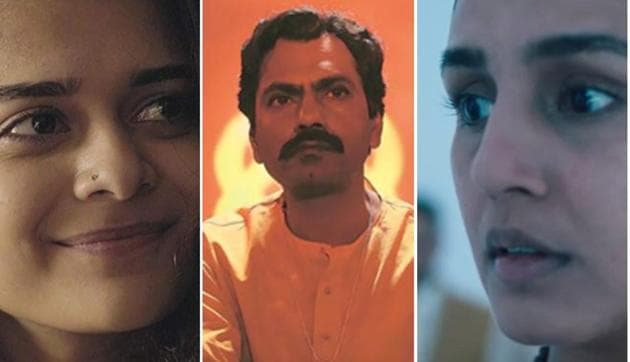 Netflix India shows ranked: Mithila Palkar in a still from Little Things, Nawazuddin Siddiqui in Sacred Games 2, and Huma Qureshi in Leila.