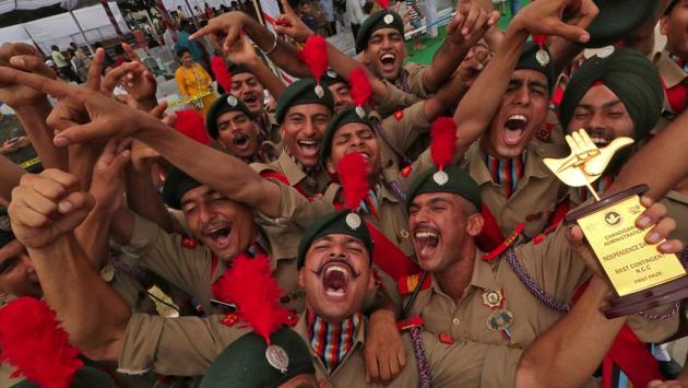 Cadets from the National Cadet Corps (NCC) celebrate after being awarded the first position in the best marching category during Independence Day celebration in Chandigarh. (Ajay Verma / REUTERS) Cadets from the National Cadet Corps (NCC) celebrate after being awarded the first position in the best marching category during Independence Day celebration in Chandigarh. (Ajay Verma / REUTERS)
