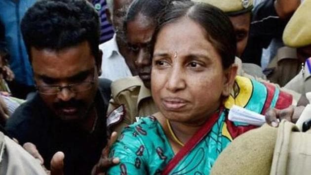 Nalini, who is in prison for 28 years, and her husband Sriharan Murugan, also a life convict in the case, are both Sri Lankan nationals.(HT PHOTO.)