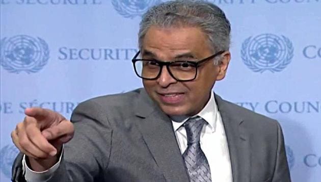 Indian Envoy to UN Syed Akbaruddin speaking on the Kashmir situation at UNSC in New York on Friday. (ANI photo) Indian Envoy to UN Syed Akbaruddin speaking on the Kashmir situation at UNSC in New York on Friday. (ANI photo)