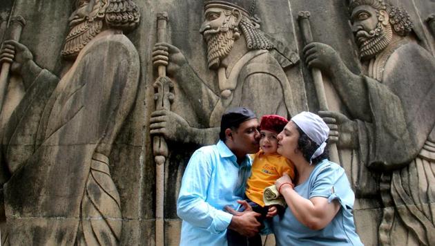 Parsi community members visit the Fire temple on the occasion of Parsi New Year.(Bhushan Koyande/HT PHOTO)