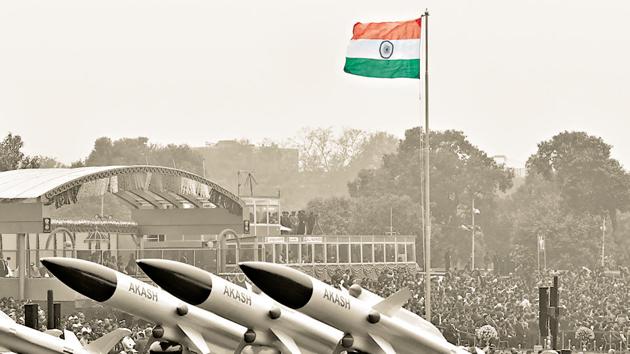 Nuclear-capable Akash at the Republic Day parade, New Delhi, January 26, 2017(Mohd Zakir/HT PHOTO)