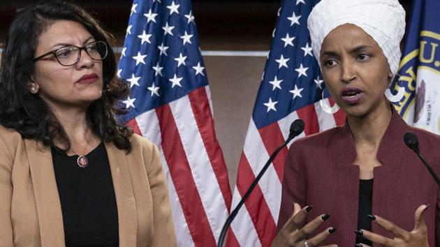 Benjamin Netanyahu called the highly unusual move against Ilhan Omar and Rashida Tlaib necessary, charging that their “sole purpose is to harm Israel and increase incitement against it”.(AP FILE)