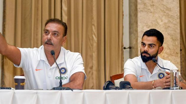 Indian cricket Captain Virat Kohli along with current head coach Ravi Shastri(PTI)