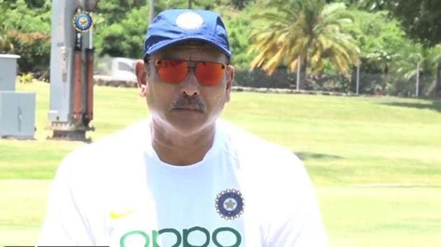 India head coach Ravi Shastri reacts after being reappointed as India head coach(Screen grab BCCI)