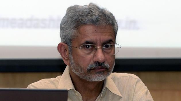 External Affairs Minister S Jaishankar during the launch of MEA Performance Smartboard, at Jawahar Lal Nehru Bhavan, in New Delhi. (Mohd Zakir/HT PHOTO) External Affairs Minister S Jaishankar during the launch of MEA Performance Smartboard, at Jawahar Lal Nehru Bhavan, in New Delhi. (Mohd Zakir/HT PHOTO)