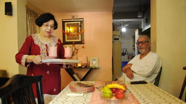 Navroze Dhondy, however, on a jovial note, said, “We celebrate twice because we are a happy community. Parsis just need an excuse to enjoy, khao, piyo, maja karo.” As the whiff of Rava and Badam filled the air, he elaborated on the scientific aspect of rituals and how the Chalk-Chandan rangoli was actually started to keep away insects and other microorganisms away from the house. (Parveen Kumar / HT Photo) Navroze Dhondy, however, on a jovial note, said, “We celebrate twice because we are a happy community. Parsis just need an excuse to enjoy, khao, piyo, maja karo.” As the whiff of Rava and Badam filled the air, he elaborated on the scientific aspect of rituals and how the Chalk-Chandan rangoli was actually started to keep away insects and other microorganisms away from the house. (Parveen Kumar / HT Photo)