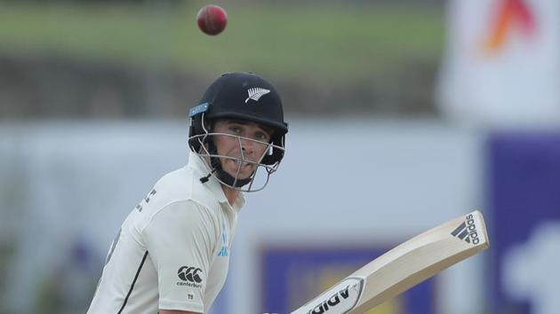 New Zealand's Tim Southee plays a shot during the third day of the first test cricket match between Sri Lanka and New Zealand in Galle, Sri Lanka, Friday, Aug. 16, 2019. (AP Photo/Eranga Jayawardena)(AP)