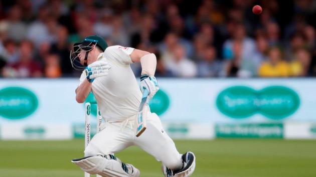 Steve Smith is hit on the neck with a ball bowled by England's Jofra Archer. (Action Images via Reuters) Steve Smith is hit on the neck with a ball bowled by England's Jofra Archer. (Action Images via Reuters)