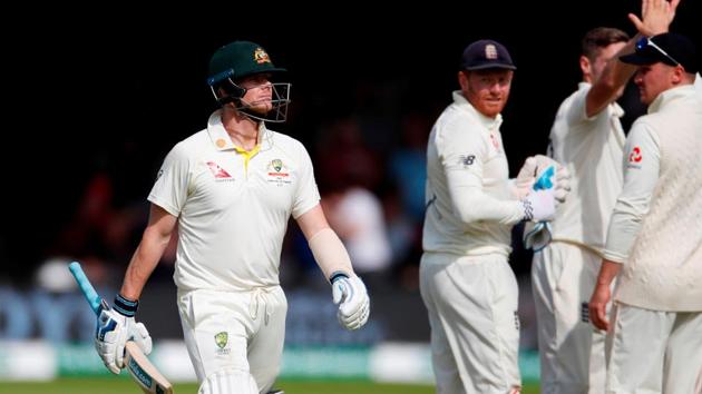 Australia's Steve Smith walks after losing his wicket.(Action Images via Reuters)