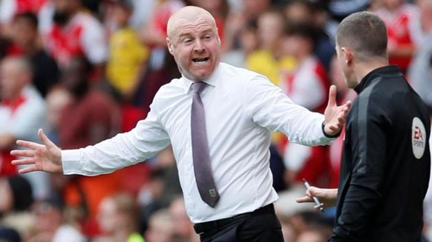 Burnley manager Sean Dyche during the match.(REUTERS)