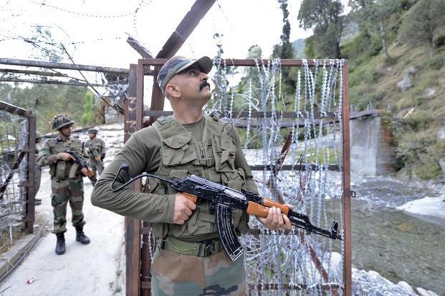 Lance Naik Sandeep Thapa (35), a resident of village Rajawala in Sahaspur district of Dehradun, sustained fatal injuries in the Pakistani firing in Nowshera sector of Rajouri district, as per an army official.(HT image)