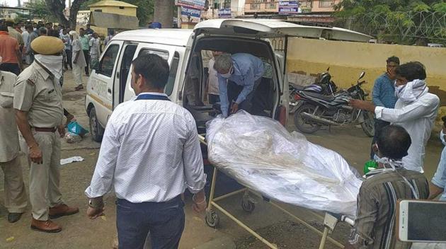 The body of Rati Ram Jatav was taken to Jhiran village after postmortem on Sunday, August 18, 2019. (HT Photo) The body of Rati Ram Jatav was taken to Jhiran village after postmortem on Sunday, August 18, 2019. (HT Photo)