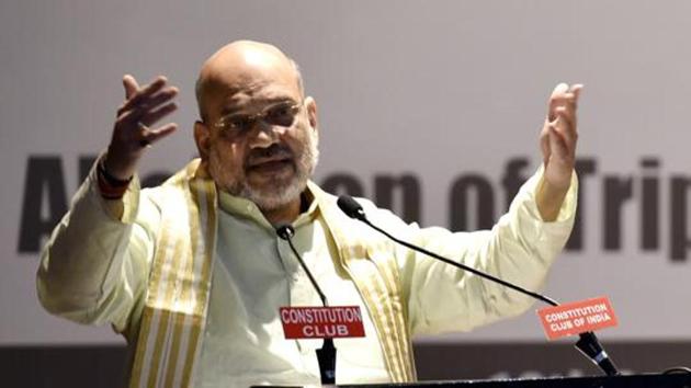 Home Minister Amit Shah during a seminar discussion titled ‘The Abolition of Triple Talaq: Correcting a Historic Wrong’ at the Mavlankar Hall in New Delhi, India, on August 18, 2019. (Vipin Kumar/HT PHOTO) Home Minister Amit Shah during a seminar discussion titled ‘The Abolition of Triple Talaq: Correcting a Historic Wrong’ at the Mavlankar Hall in New Delhi, India, on August 18, 2019. (Vipin Kumar/HT PHOTO)
