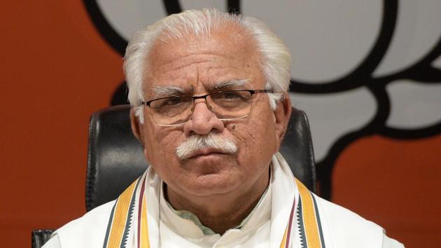 Haryana’s CM Manohar Lal Khattar will be the trump card of BJP in its determined bid to retain power in the upcoming Haryana assembly elections.(Mohd Zakir/HT PHOTO)