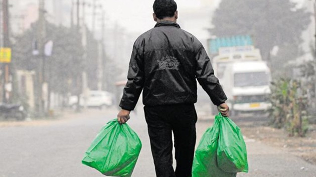 In the last one month, the LMC slapped fines of <span class='webrupee'>₹</span>60 lakh on polythene dispensers and traders. The drive will continue till the use of polythene is totally stopped in the city, he added.(HT image)