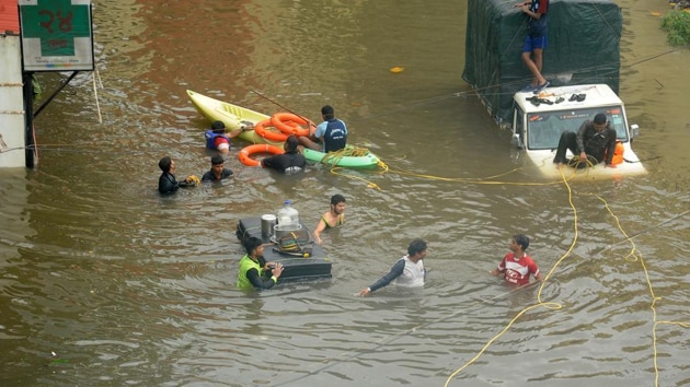 The petitioners, Rasaheb Alase and Rajendra Patil, alleged that the floods, which brought the two districts to a standstill for more than 14 days, were man made, and could have been averted.(HT image)