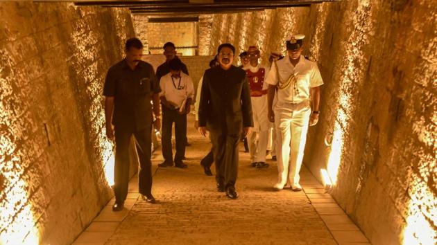 “The discovery of the underground bunker in Raj Bhavan had generated tremendous excitement among the people of Maharashtra and elsewhere in the country,” said Ch Vidyasagar Rao, governor of Maharashtra. “There were numerous constraints in opening the bunker. I am glad that we have not only overcome the constraints in conserving the century-old bunker, but have also created a virtual reality-assisted museum that would engage visitors with our glorious past and great future.” (Kunal Patil / HT Photo)