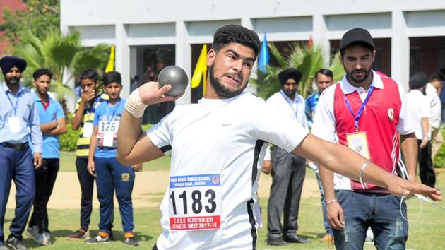 Sixteen-year-old local boy, Arjun Singh, snatched the gold medal in shot put and created a state record with his 17.89m throw .(HT Photo (Representational image))