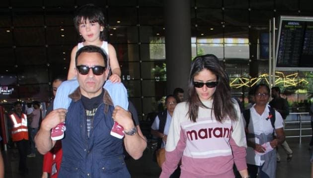 Saif Ali Khan with his wife Kareena Kapoor and son Taimur at Mumbai airport. Saif Ali Khan with his wife Kareena Kapoor and son Taimur at Mumbai airport.