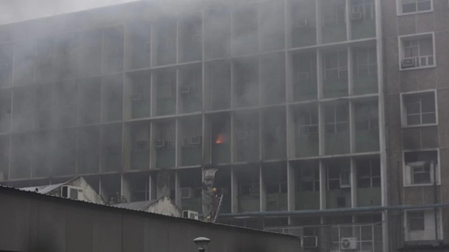 The fire may have been doused but water is dripping from the debris in the affected areas. (HT image) The fire may have been doused but water is dripping from the debris in the affected areas. (HT image)