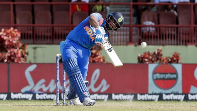 India's Rishabh Pant hits out to score the winning run against West Indies. (AP) India's Rishabh Pant hits out to score the winning run against West Indies. (AP)