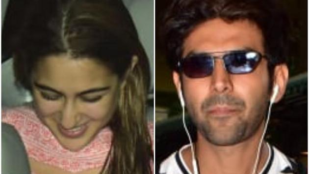 Sara Ali Khan was seen receiving Kartik Aaryan at the airport. (Varinder Chawla) Sara Ali Khan was seen receiving Kartik Aaryan at the airport. (Varinder Chawla)