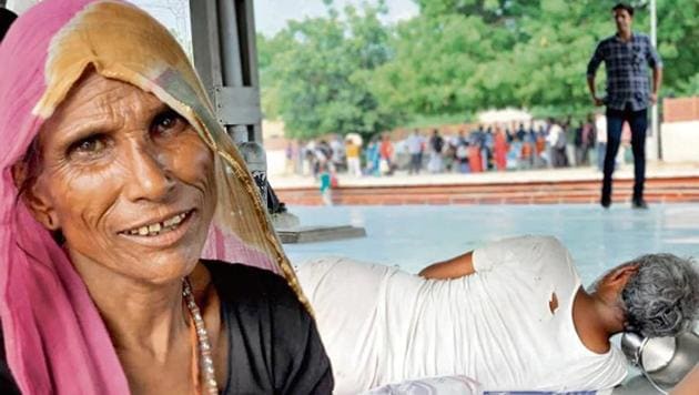 Rekha and her family live on the pavement in Gurugram(HT Photo)