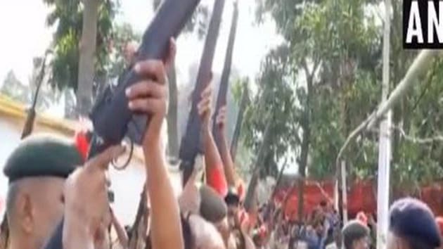 Deputy inspector general of police (Kosi range) Suresh Chaudhary, who was monitoring the security during the cremation, was reportedly told by Supaul’s superintendent of police that the cartridges in the guns had gone amiss and hence he did not order to fire. (ANI photo) Deputy inspector general of police (Kosi range) Suresh Chaudhary, who was monitoring the security during the cremation, was reportedly told by Supaul’s superintendent of police that the cartridges in the guns had gone amiss and hence he did not order to fire. (ANI photo)