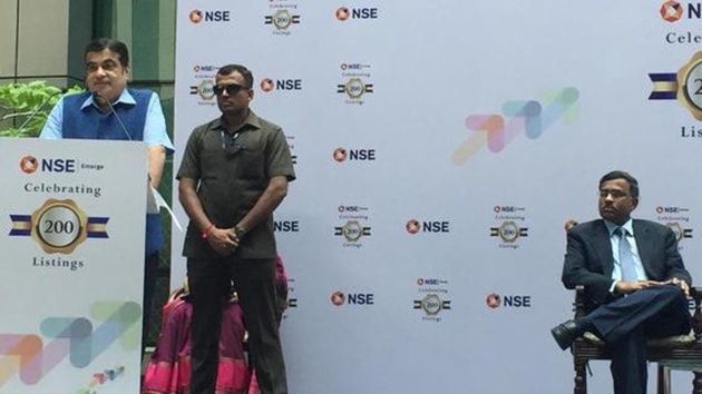 MSME Minister Nitin Gadkari at the celebration of 200 companies listing on NSE EMERGE platform in Mumbai. (Photo: @nitin_gadkari)