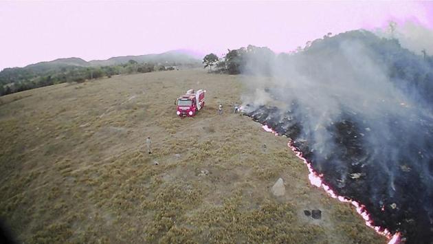 Brush fires burn in Guaranta do Norte municipality, Mato Grosso state. “What we are seeing is a consequence of the increase in deforestation seen in recent figures,” said Ricardo Mello of WWF’s Amazon Program. (AP / PTI)