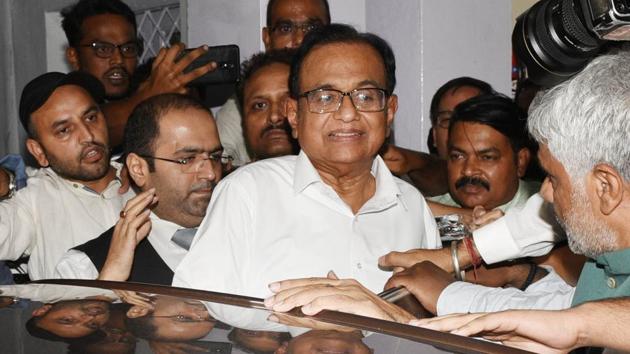 The CBI on Wednesday arrested senior Congress leader P Chidamabaram in connection with the INX media case. (Arvind Yadav/HT PHOTO) The CBI on Wednesday arrested senior Congress leader P Chidamabaram in connection with the INX media case. (Arvind Yadav/HT PHOTO)