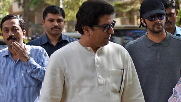 Raj Thackery , on Thursday appeared before the Enforcement Directorate in connection with the probe into the Infrastructure Leasing & Financial Services.(Pratik Chorge/HT PHOTO)