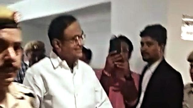 Former Union Minister P Chidambaram arrives at Rouse Avenue Court for appearance in the INX Media case in New Delhi on Aug 22, 2019. (ANI Photo) Former Union Minister P Chidambaram arrives at Rouse Avenue Court for appearance in the INX Media case in New Delhi on Aug 22, 2019. (ANI Photo)