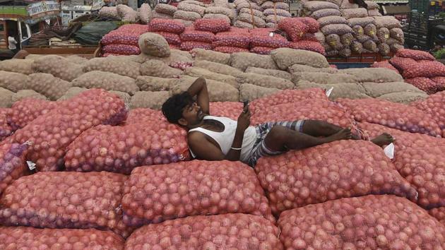 There is a reduction in supply of onion in the northern region from states like Maharashtra from where bulk supplies come. (PTI file photo (Representational image)) There is a reduction in supply of onion in the northern region from states like Maharashtra from where bulk supplies come. (PTI file photo (Representational image))
