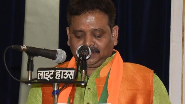 Varanasi North MLARavindra Jaiswal has been made minister of state with independent charge in the Yogi Adityanath cabinet which was expanded on Wednesday, August 21, 2019. (Dheeraj Dhawan / HT Photo) Varanasi North MLARavindra Jaiswal has been made minister of state with independent charge in the Yogi Adityanath cabinet which was expanded on Wednesday, August 21, 2019. (Dheeraj Dhawan / HT Photo)