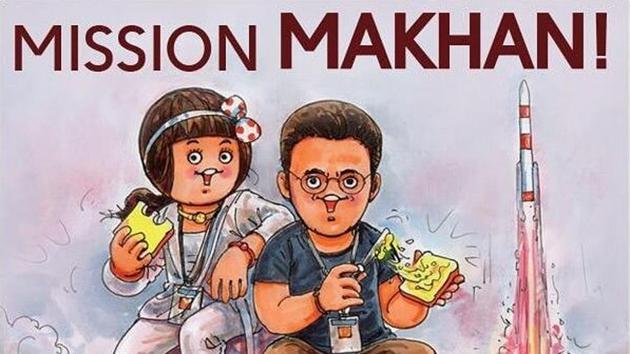 Amul celebrates the spirit of Mission Mangal with Mission Makhan.(Instagram)