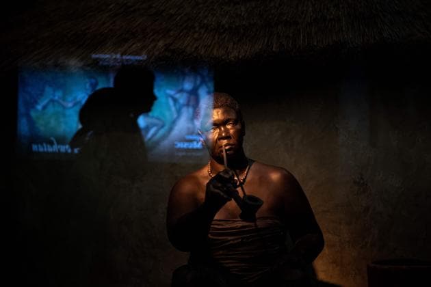 An exhibit showing life in Angola, Africa, is seen at the Jamestown Settlement.  At the time, Portuguese and Spanish slave traders had already been selling Africans as labourers in the Americas -- Brazil, for instance -- for nearly a century. Originally from the kingdom of Ndongo, in what is now Angola, Angela was loaded onto a Portuguese ship in Luanda, which then headed to Veracruz, in the Spanish colony of modern-day Mexico. (Brendan Smialowski / AFP) 