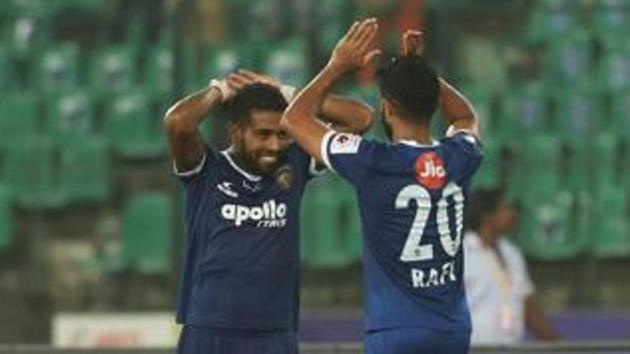 File image of Gregory Nelson and Mohammed Rafi of Chennaiyin FC(ISL / SPORTZPICS)