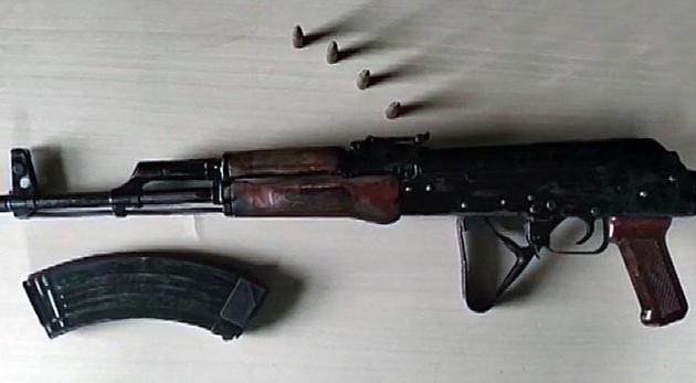 AK-47 rifle recovered from the residence of Independent MLA from Mokama, Anant Kumar Singh, in a raid by Police in Bihar on Friday.(ANI photo)