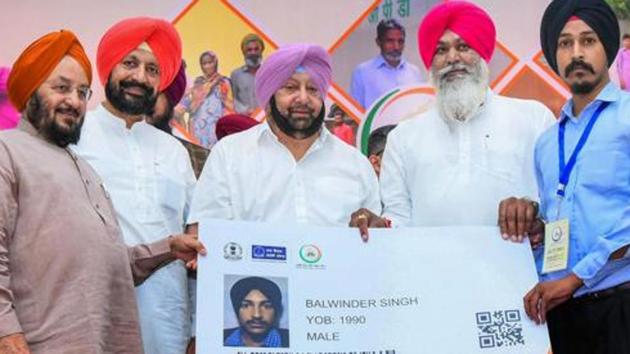 Punjab Chief Minister Capt Amarinder Singh launched his government’s flagship universal health insurance scheme ‘Sarbat Sehat Bima Yojana’ on the 75th birth anniversary of Rajiv Gandhi, in Chandigarh , Aug 20, 2019.(PTI Photo) Punjab Chief Minister Capt Amarinder Singh launched his government’s flagship universal health insurance scheme ‘Sarbat Sehat Bima Yojana’ on the 75th birth anniversary of Rajiv Gandhi, in Chandigarh , Aug 20, 2019.(PTI Photo)