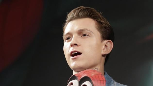 Actor Tom Holland talks during a press conference for his new movie Spider-Man: Far From Home.(AP)