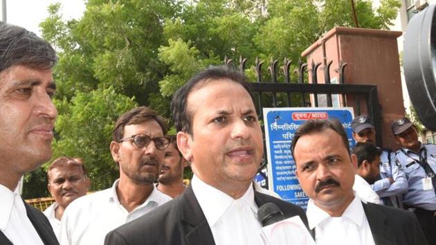 Anant Singh’s advocate Gyanendra Mishra at the Saket district court premises in Delhi on Friday. (HT FILE/Sushil Kumar) Anant Singh’s advocate Gyanendra Mishra at the Saket district court premises in Delhi on Friday. (HT FILE/Sushil Kumar)