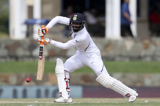 India's Ravindra Jadeja plays a shot against India during day two of the first Test cricket match. (AP) India's Ravindra Jadeja plays a shot against India during day two of the first Test cricket match. (AP)