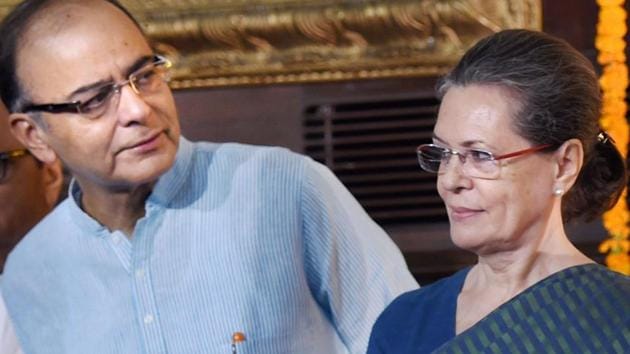 Sonia Gandhi said Jaitley had a long innings as a public figure, parliamentarian and minister and his contributions to public life will forever be remembered.(PTI file photo from October 2, 2015)