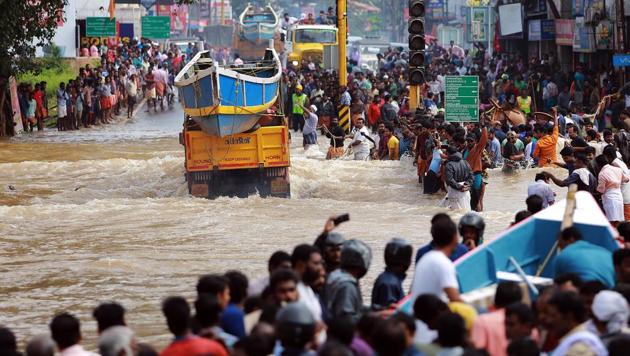 During last year’s floods the IAS officer came to Kerala to hand over a cheque of the Dadra and Nagar Haveli administration and left the place quietly. On leave, he worked for eight days in different relief camps discreetly by loading and unloading relief material.(HT PHOTO.)