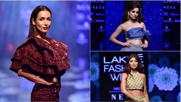 Kangana Ranaut, Shilpa Shetty and Malaika Arora walk the ramp on the final day at Lakme Fashion Week 2019.