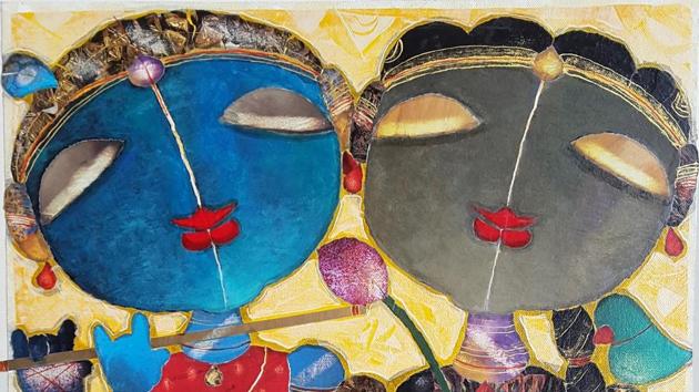 are around 50 unique paintings and sculptures of Lord Krishna and other deities at this exhibition. are around 50 unique paintings and sculptures of Lord Krishna and other deities at this exhibition.