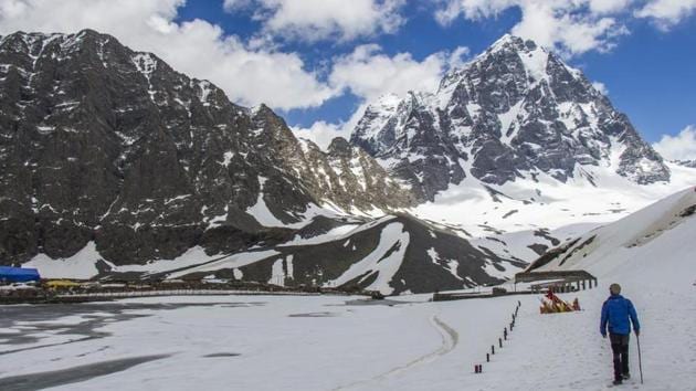 Every year, lakhs of pilgrims trek to the oval-shaped Manimahesh lake, located at a height of 13,500ft above the sea level, to catch a glimpse of Mount Kailash. Every year, lakhs of pilgrims trek to the oval-shaped Manimahesh lake, located at a height of 13,500ft above the sea level, to catch a glimpse of Mount Kailash.